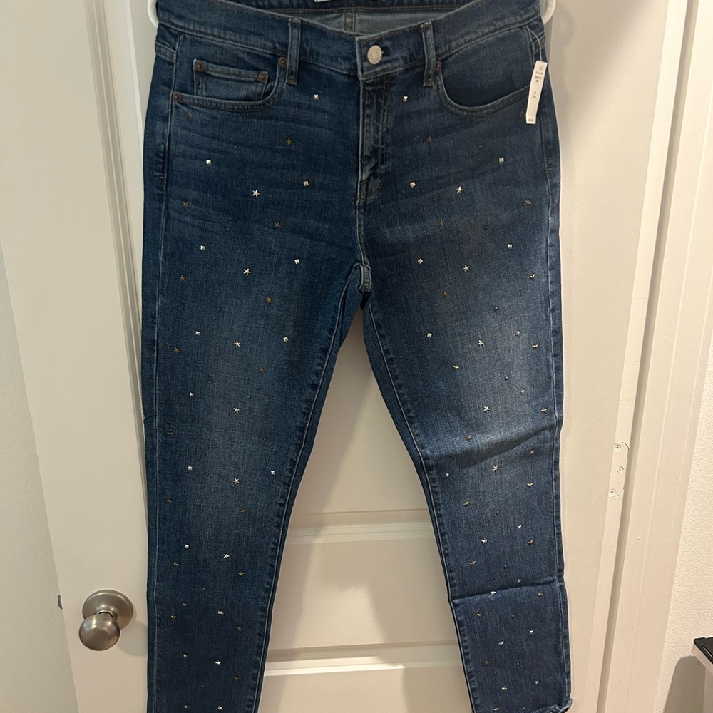 GAP Women's Dark Blue Skinny Jeans with Star Details